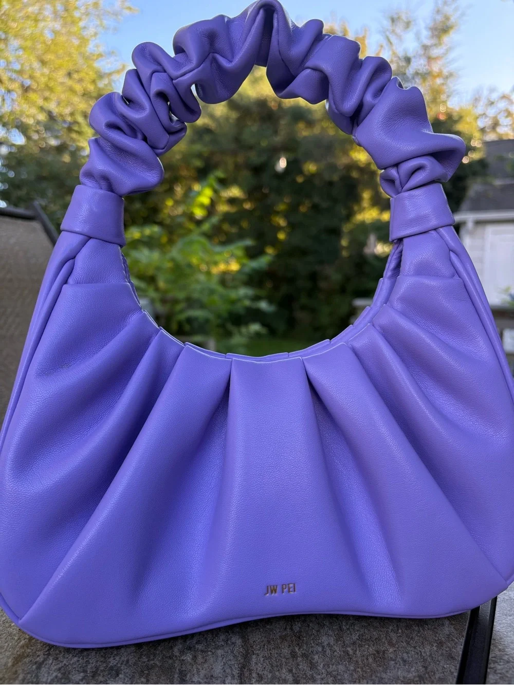 JW PEI Lilac Ruched-Handle Hobo Bag